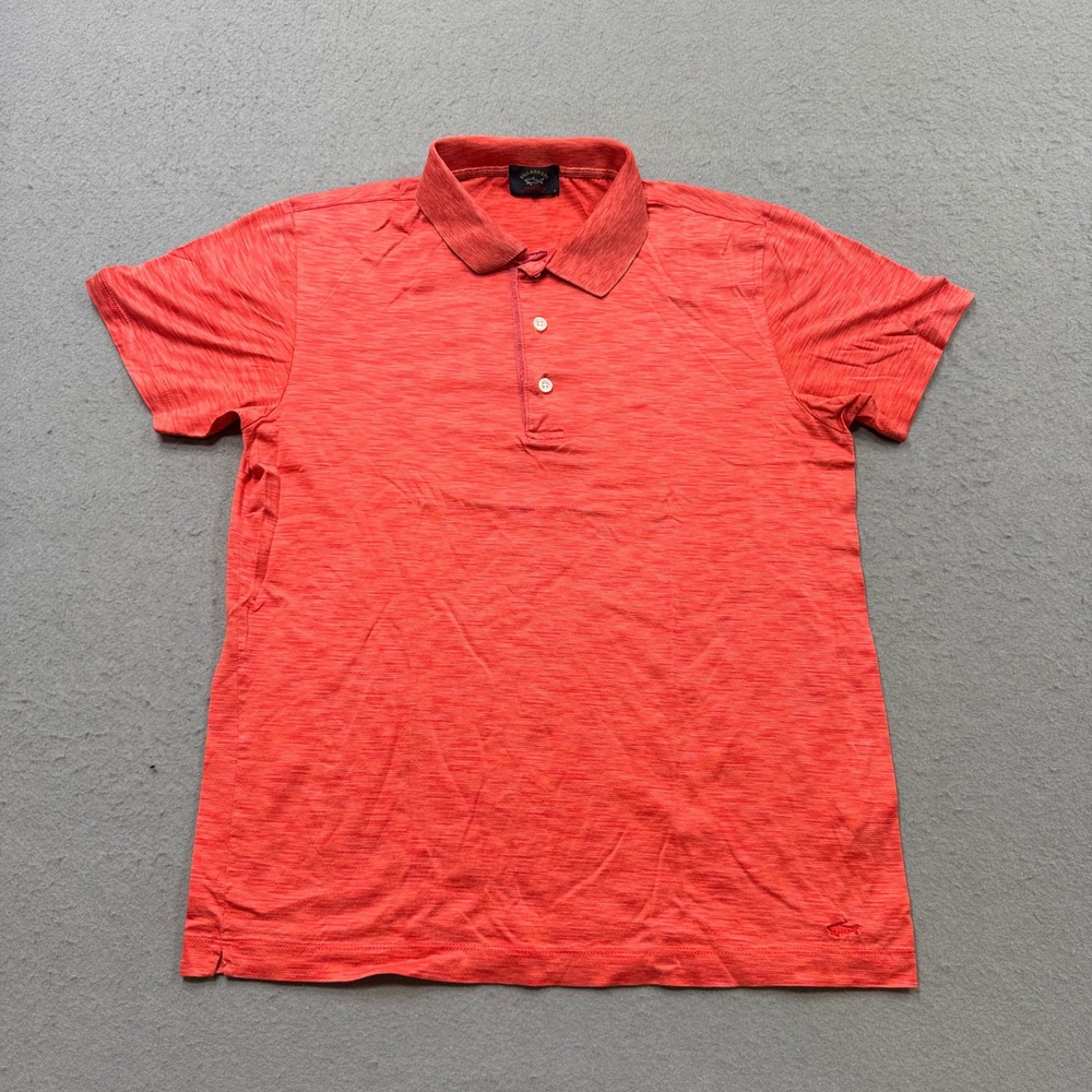 Paul & Shark Polo Shirt Men's Medium Orange Space Dye Short Sleeve Athleisure